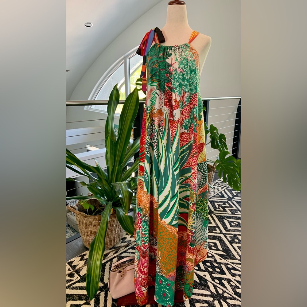 Maxi Halter Waterfall Dress